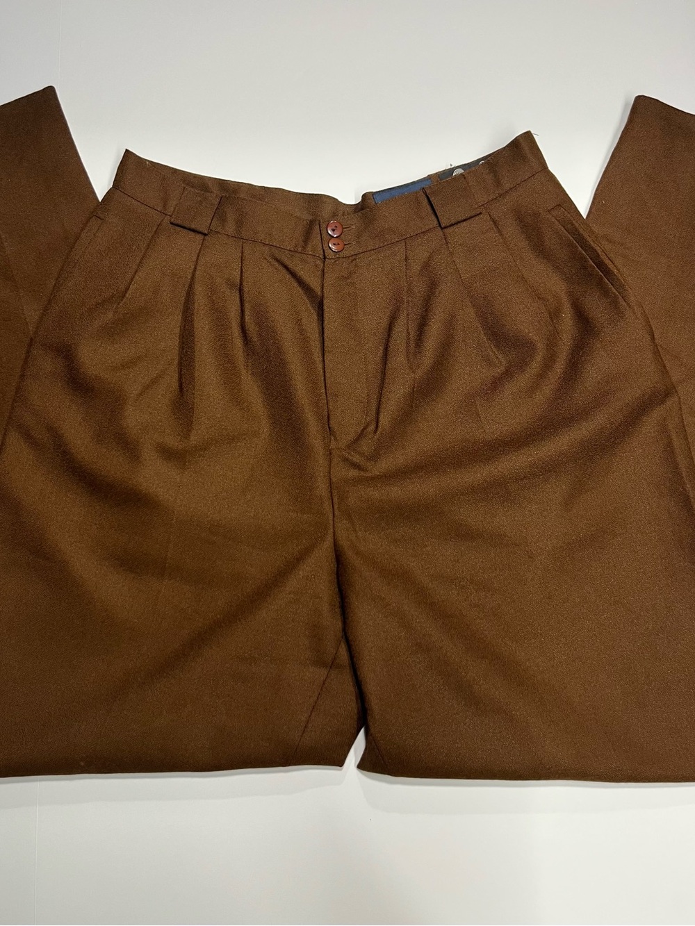 Women's Wool Pleated Trousers - Brown